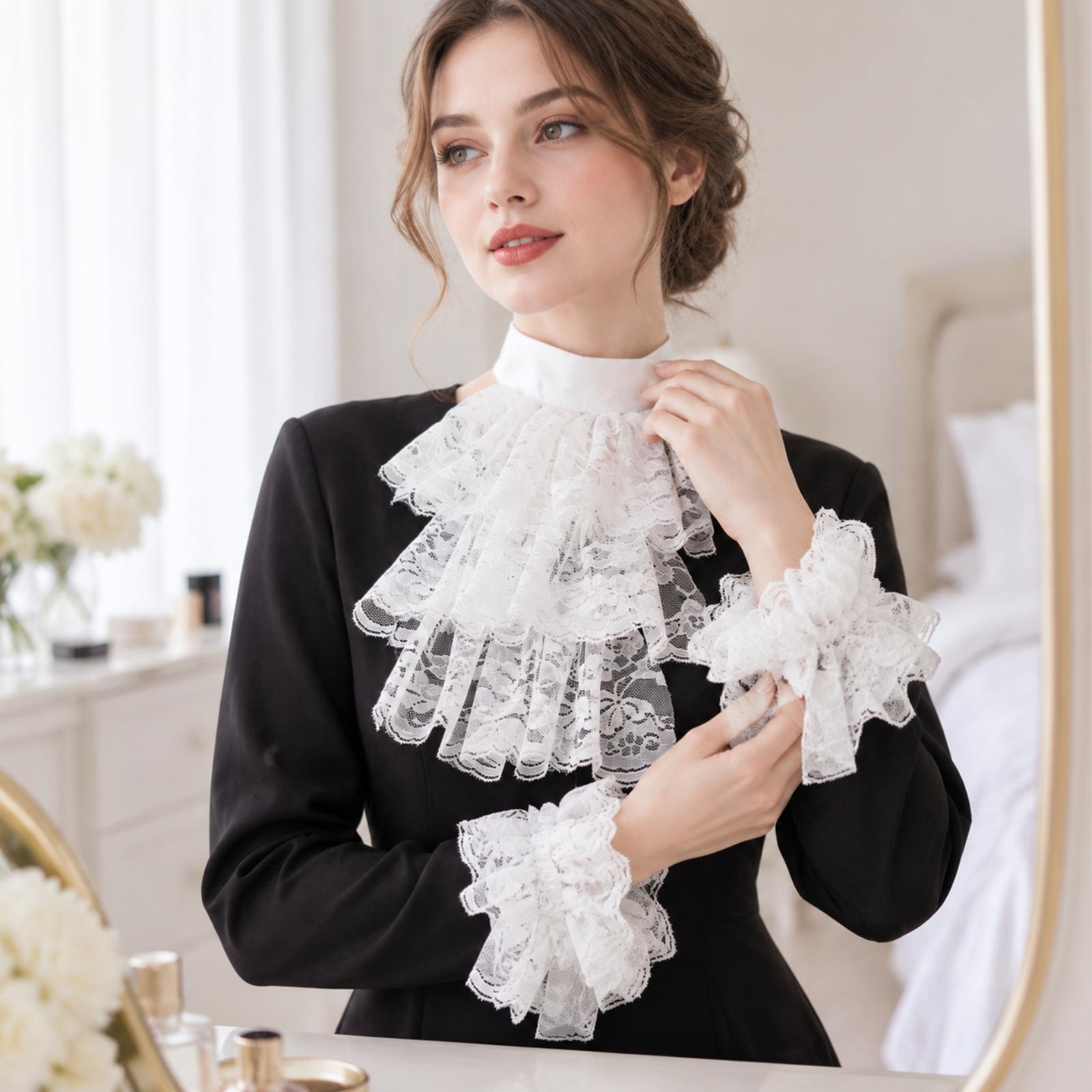 Event & Party Supply - Women Lace Collar Gloves with Matching