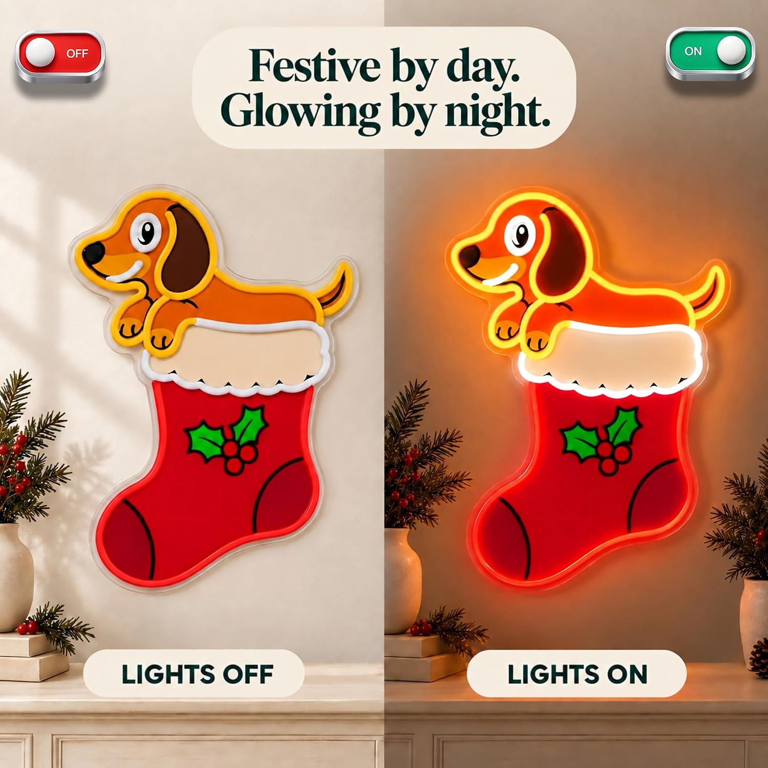 Christmas Stocking LED Neon Si - đánh giá và giá Neon Sign Party